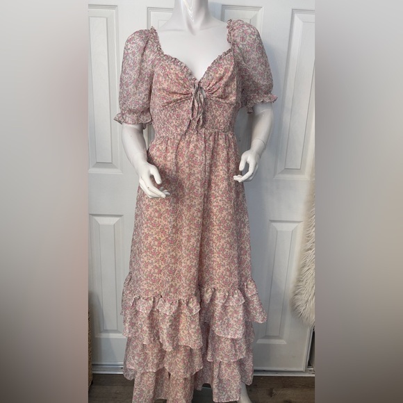 Free the Roses Blush Floral Midi Dress - Picture 4 of 12